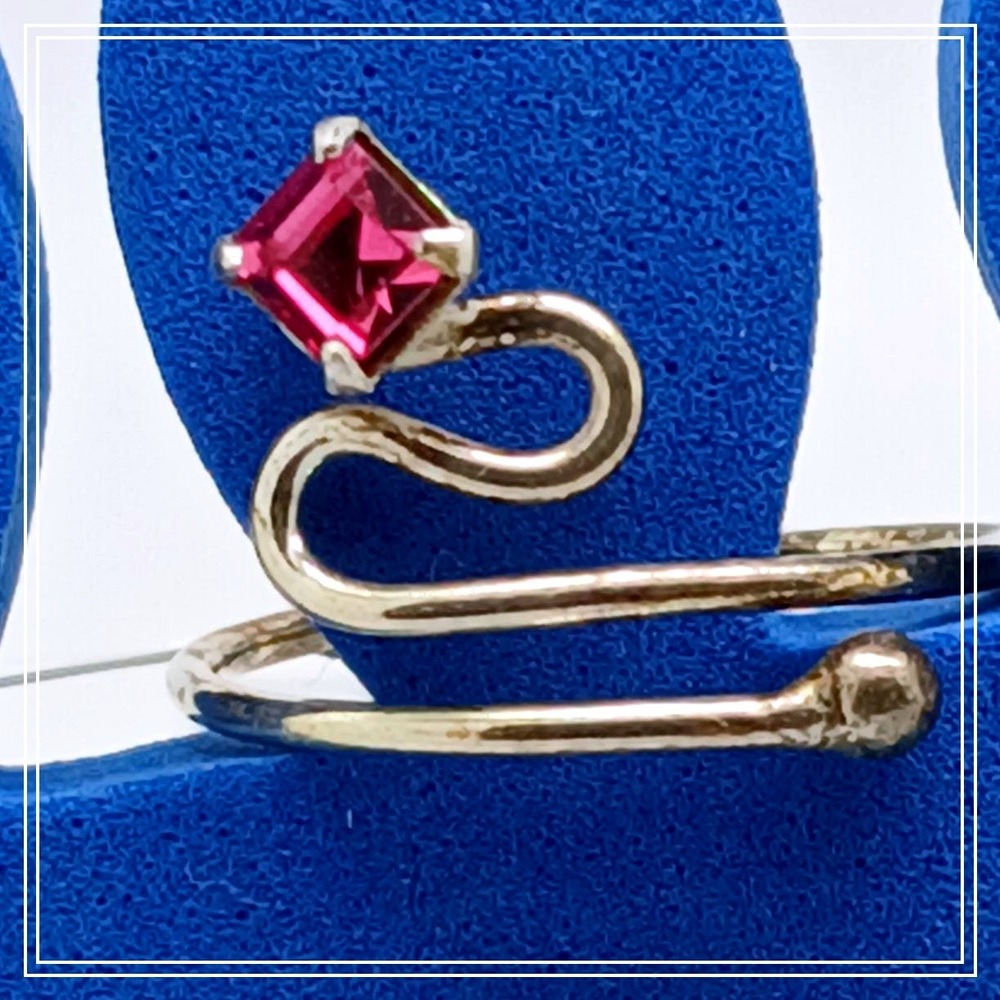 Sterling Silver Pretty Pink Crystal Rhinestone Toe Ring Adjustable Size Gift Box